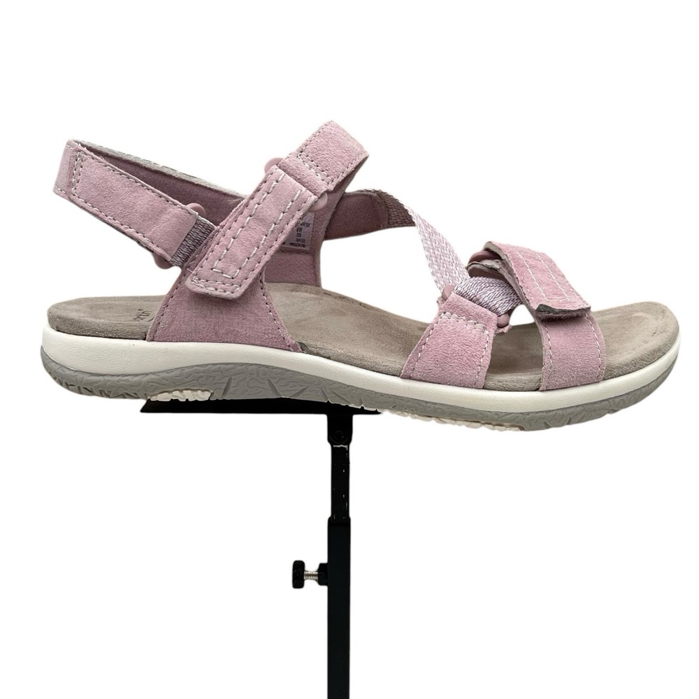 Earth Origins Womens Savoy Slade Adjustable Leather Sandals Sz 8 Wide Light Pink